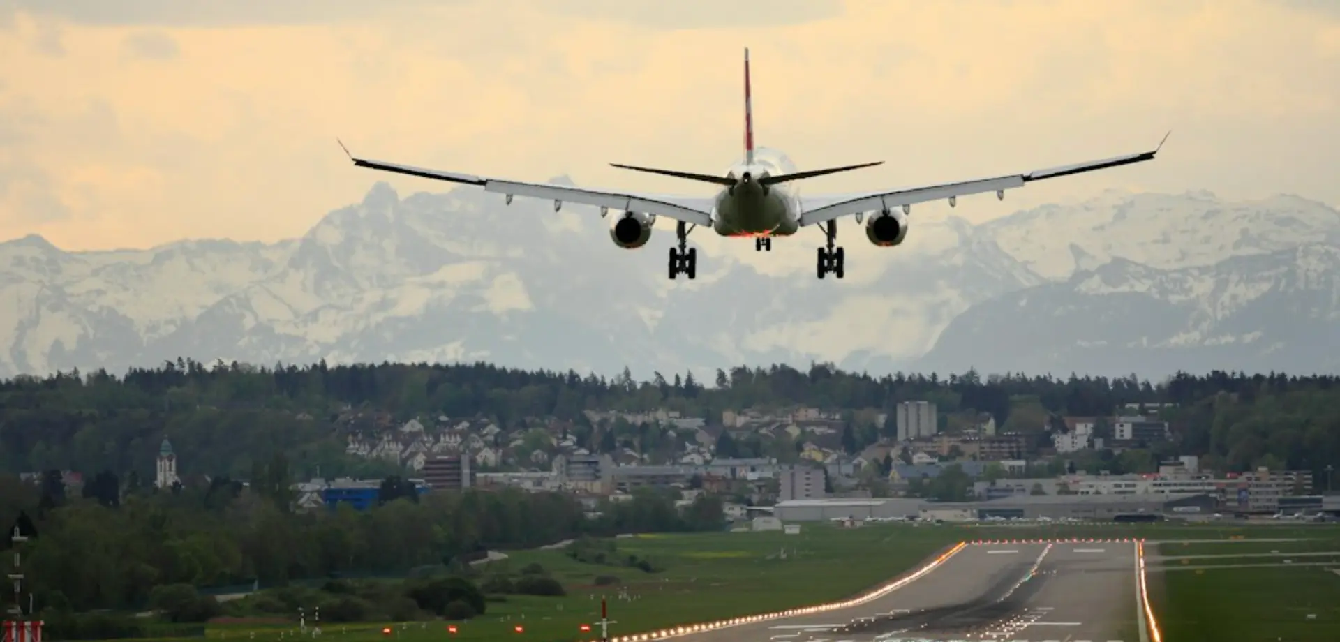 Passenger aircraft landing at the airport