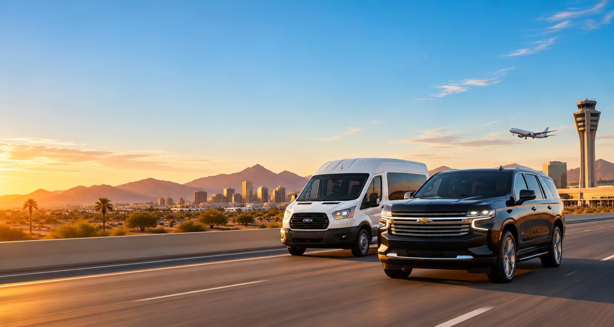 Copper Sky Transit vehicles near Phoenix Sky Harbor
